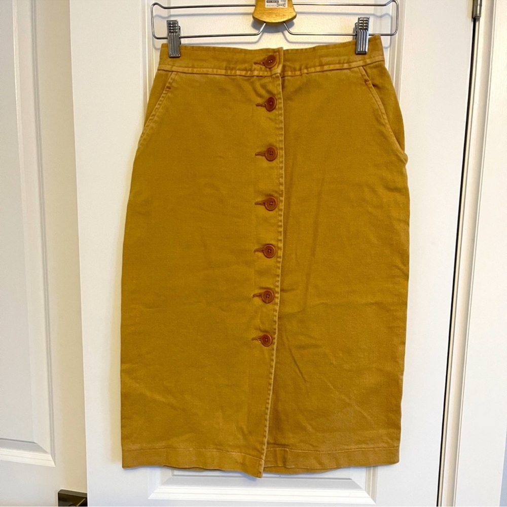 Wilfred Mustard Corduroy Button-Front Skirt